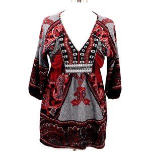 One World Boho Moroccan 3/4 Sleeve Tunic